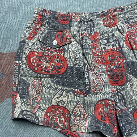 Vintage 1950s 60s swim trunks shorts Hawaiian cotton novelty print surf large - Picture 2 of 11